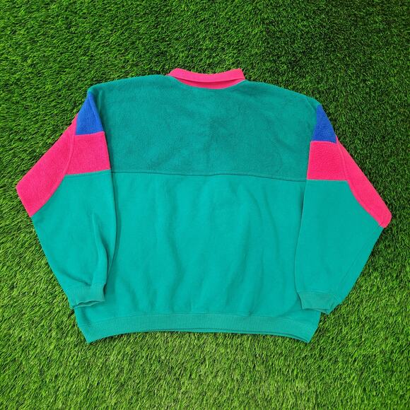 Vintage 90s MOD Fleece Sweatshirt Womens Large 23x22 Baggy Boxy - Picture 2 of 14